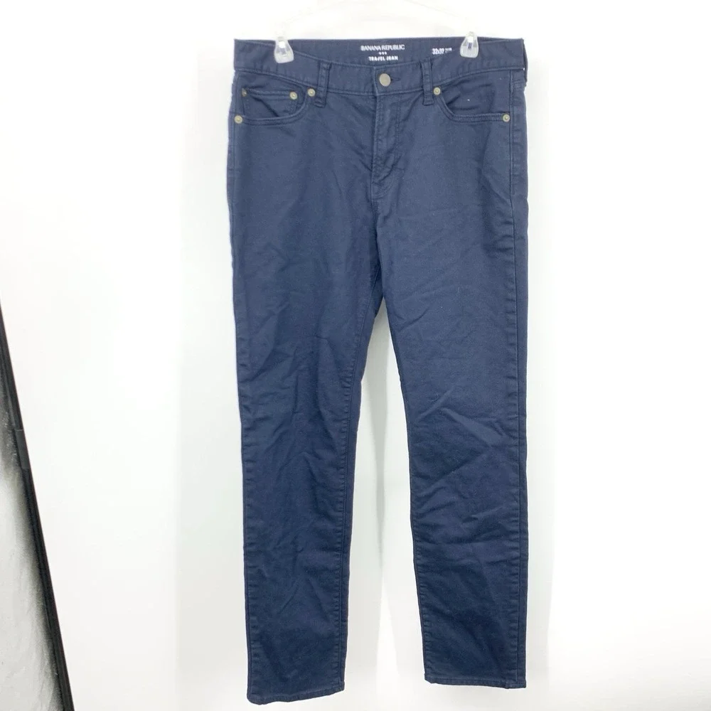 Banana Republic Men Size 32 x 32 Pants Blue Slim Straight Traveler Stretch Jeans